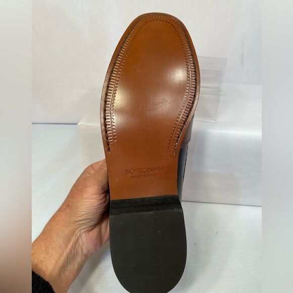 BLACK AND TAN BOSTONIAN FLORENTINE LOAFERS MADE IN ITALY SIZE 11 NWOB - Picture 6 of 14